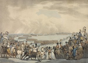 Voluntarios de Caballería Ligera de Londres y Westminster, comandados por el Coronel Herries, revisados por Su Majestad en Wimbledon Common, 5 de julio de 1798 de Thomas Rowlandson