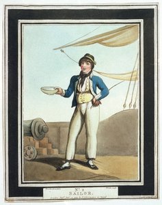 Marinero, en la época de Horatio Nelson (1758-1805), asignado a diversos trabajos según sus habilidades, algunos trabajaban en los mástiles cargados en el ala, otros en la cubierta superior, responsables del ancla, otros formaban parte del equipo de artill de Thomas Rowlandson
