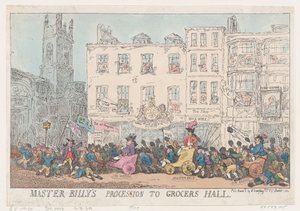 Procesión del Maestro Billy al Grocers Hall de Thomas Rowlandson