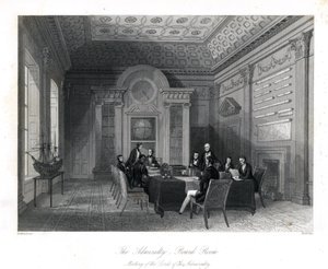 Reunión de los Señores del Almirantazgo en la Sala de Juntas, Almirantazgo de Thomas Rowlandson