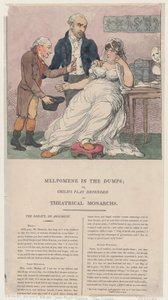 Melpómene en las Penas, o Juego de Niños Defendido por Monarcas Teatrales, 1804 de Thomas Rowlandson