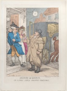 Las miserias de Londres, o un cochero de Hackney malhumorado y descarado de Thomas Rowlandson
