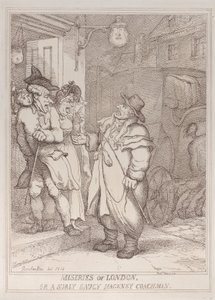 Las miserias de Londres, o un cochero de Hackney malhumorado y descarado de Thomas Rowlandson