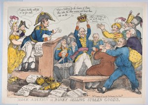 Subasta Falsa o Boney Vendiendo Bienes Robados, 25 de diciembre de 1813 de Thomas Rowlandson