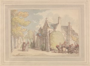 Monjes de juerga fuera de un monasterio de Thomas Rowlandson