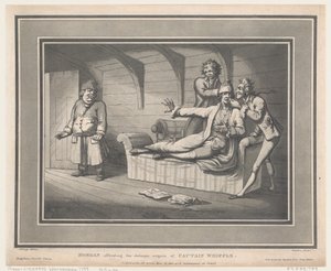 Morgan ofendiendo los delicados órganos del Capitán Whiffle de Thomas Rowlandson