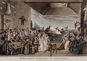Exposición de lapones del Sr. Bullock en el Egyptian Hall, Piccadilly, 1822 (acuafuerte)