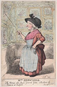 Sra. Showell, la mujer que muestra la colección de cuadros del General Guise, 26 de febrero de 1807 de Thomas Rowlandson