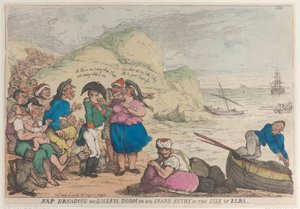 Nap Temiendo su Funesto Destino o su Gran Entrada en la Isla de Elba, 20 de abril de 1814 de Thomas Rowlandson
