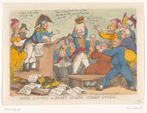 Napoleón vende bienes robados, 1813 Simulacro de subasta o Boney vendiendo bienes robados (título sobre el objeto)