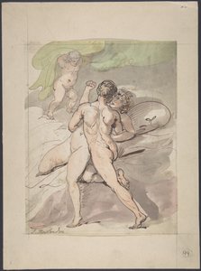 Pareja desnuda abrazándose de Thomas Rowlandson