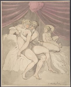 Pareja desnuda abrazándose de Thomas Rowlandson