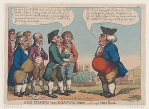 Los Compañeros Extraños de Downing Street Quejándose a John Bull, 4 de junio de 1808 de Thomas Rowlandson