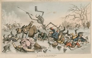 Sobre hielo frágil, el patín zumbador, se convierte en un instrumento del destino de Thomas Rowlandson