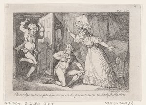 La perdiz interrumpe a Tom Jones en sus protestas a Lady Bellaston, de La historia de Tom Jones, 1792