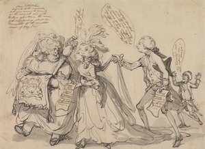 Pitt y sus aliados en su lucha por la regencia de Thomas Rowlandson