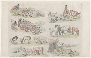 Placa 11, Contornos de Figuras, Paisajes y Ganado...para el Uso de Aprendices de Thomas Rowlandson