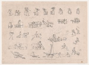 Placa 2, Contornos de figuras, paisajes y ganado... para el uso de los aprendices, 1 de junio de 1790 de Thomas Rowlandson