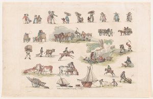Placa 2, Contornos de Figuras, Paisajes y Ganado...para el Uso de Aprendices, 8 de marzo de 1790 de Thomas Rowlandson