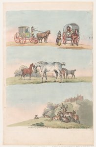 Placa 3, Contornos de figuras, paisajes y ganado... para el uso de los aprendices, Ma..., 8 de marzo de 1790 de Thomas Rowlandson