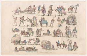 Placa 4, Contornos de Figuras, Paisajes y Ganado...para el Uso de los Aprendices, Ma..., 8 de marzo de 1790 de Thomas Rowlandson