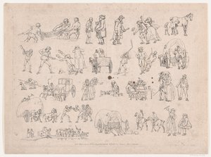 Placa 4, Contornos de Figuras, Paisajes y Ganado...para el Uso de los Aprendices, Ma..., 8 de marzo de 1790 de Thomas Rowlandson