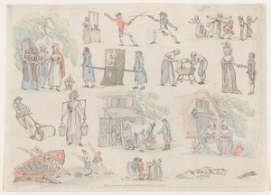 Placa 8, Contornos de figuras, paisajes y ganado... para el uso de aprendices de Thomas Rowlandson