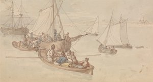 Embarcaciones de recreo en un estuario de Thomas Rowlandson