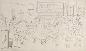 Quae Genus en los Deportes de la Cocina, de La Historia de Johnny Quoe Genus: el Pequeño..., 1822 de Thomas Rowlandson