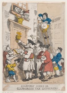 Reclamaciones trimestrales, o recaudadores de impuestos clamorosos, 3 de febrero de 1805 de Thomas Rowlandson
