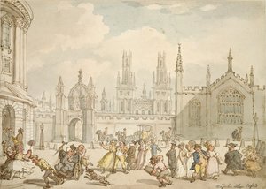 Plaza Radcliffe, Oxford, principios del siglo XIX de Thomas Rowlandson