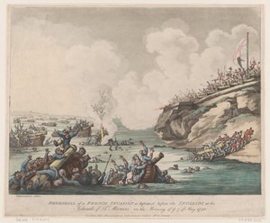 Ensayo de una invasión francesa representada ante los inválidos en las islas de..., 18 de mayo de 1798 de Thomas Rowlandson