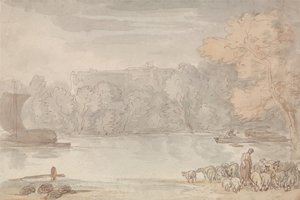 Paisaje fluvial (¿El Támesis en Eton) de Thomas Rowlandson