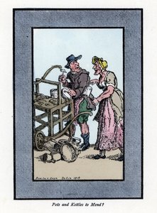 Retamador ambulante mostrando el fondo de una olla de Thomas Rowlandson