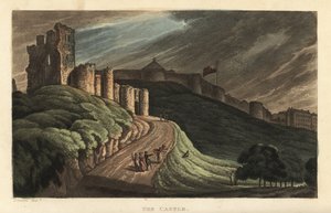 Castillo de Scarborough: turistas subiendo la colina hacia el castillo de piedra del siglo XII de Thomas Rowlandson
