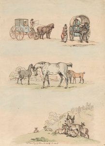 Conjunto de dieciséis: Esbozos de figuras y paisajes de Thomas Rowlandson