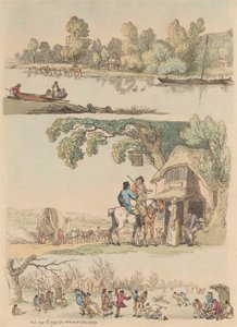 Conjunto de dieciséis: Esquemas de figuras y paisajes de Thomas Rowlandson