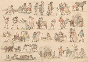Conjunto de dieciséis: Esquemas de figuras y paisajes de Thomas Rowlandson