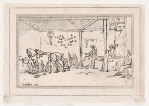 Herrando: La fragua del pueblo, una tienda de herrero, 1787 de Thomas Rowlandson