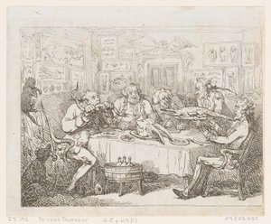 Sir Joseph Banks a punto de comer un caimán 