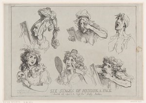 Seis etapas de reparación de una cara, dedicado con respeto a la Honorable Lady Ar..., 29 de mayo de 1792 de Thomas Rowlandson