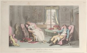 Durmiendo Tête à Tête, en una Primera Visita de Don Luigi, de Nápoles y la Campaña, 1 de junio de 1815 de Thomas Rowlandson