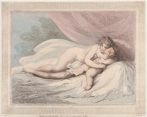 Venus Durmiente Abrazando a un Niño, 1 de enero de 1799 de Thomas Rowlandson