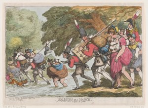 Soldados en marcha, 1 de abril de 1808 de Thomas Rowlandson