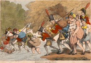 Soldados en Marcha: "A recoger sus andrajos y seguir el Tambor" de Thomas Rowlandson