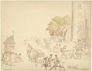 Lado sur del puente de Putney de Thomas Rowlandson