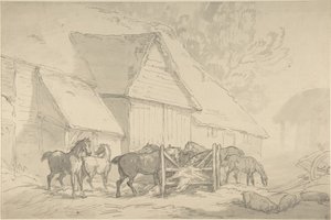 Cuadra con caballos de Thomas Rowlandson