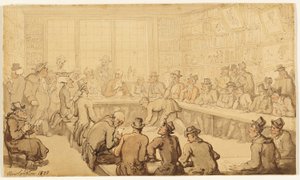 Estudio para el Dr. Syntax en una subasta de libros de Thomas Rowlandson