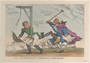 La despedida afectuosa, o patada por patada, 17 de abril de 1814 de Thomas Rowlandson