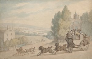 La diligencia de Canterbury a Dover pasando por el castillo de Vanbrugh de Thomas Rowlandson